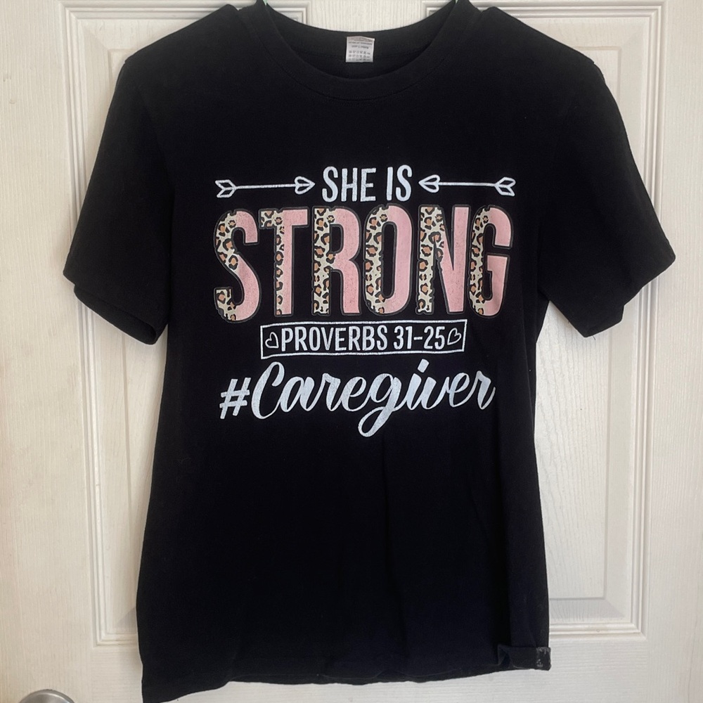 Black Graphic T-Shirt with Inspirational Text